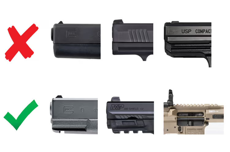 Examples of Firearms With and Without Proper Rails - Mantis