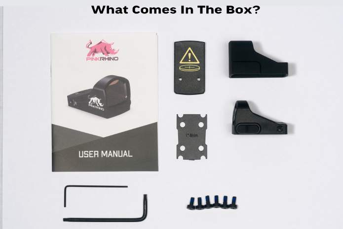 What comes with the Pink Rhino Red Dot?