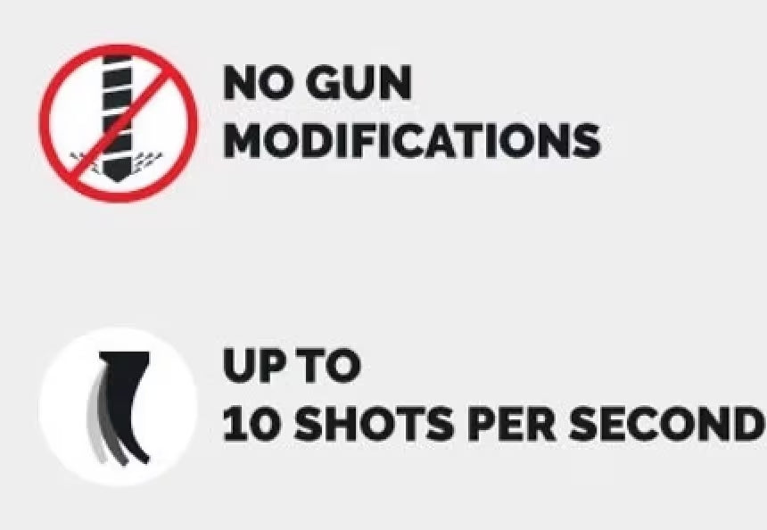 Banner Image Reading "no gun modifications" and "up to 10 shots per second"