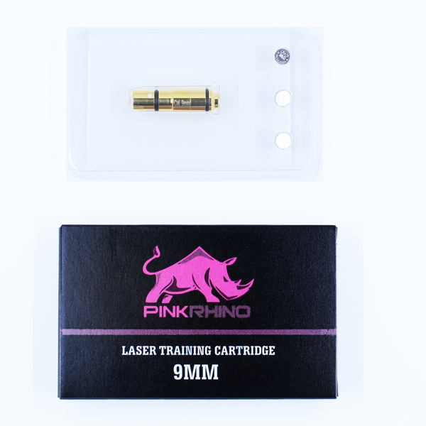 Pink Rhino Laser Training Cartridge with Lid Removed from Product Packaging - Mantis