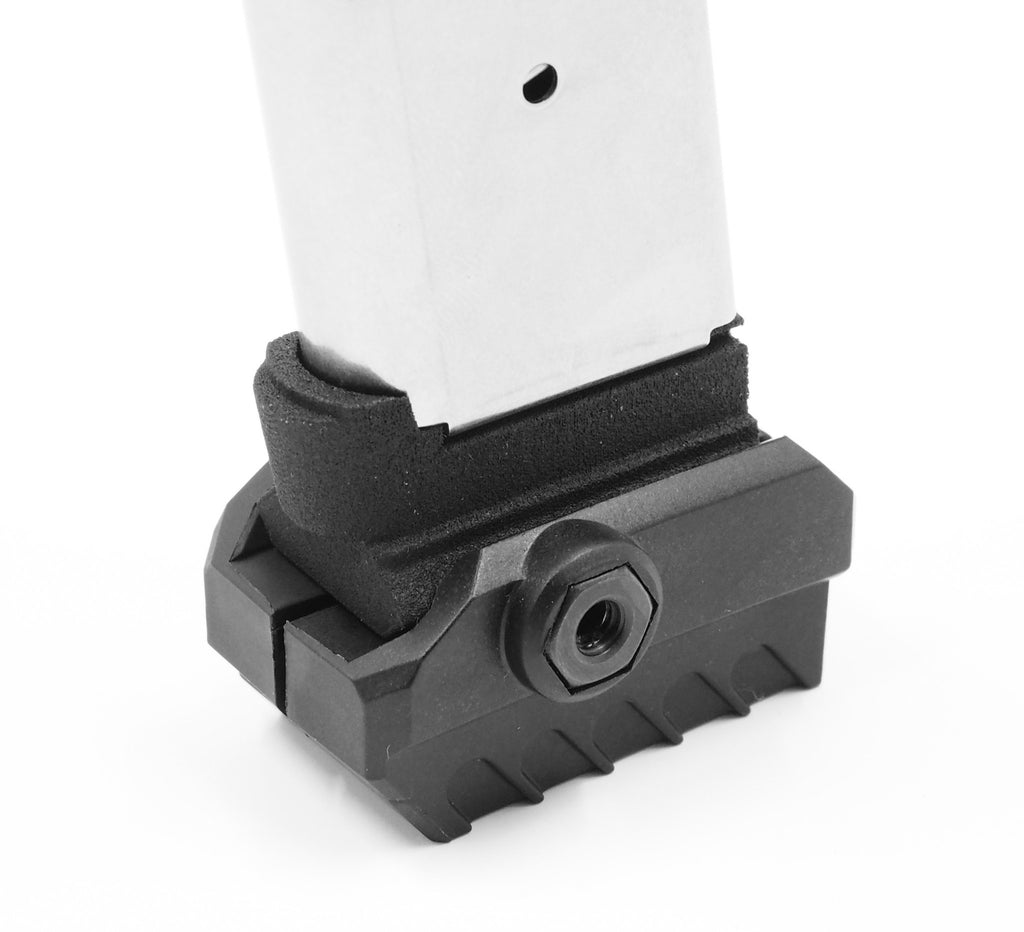 Showing How the MagRail Wilson Combat 1911 47D - Magazine Floor Plate Rail Adapter Attaches to Magazine